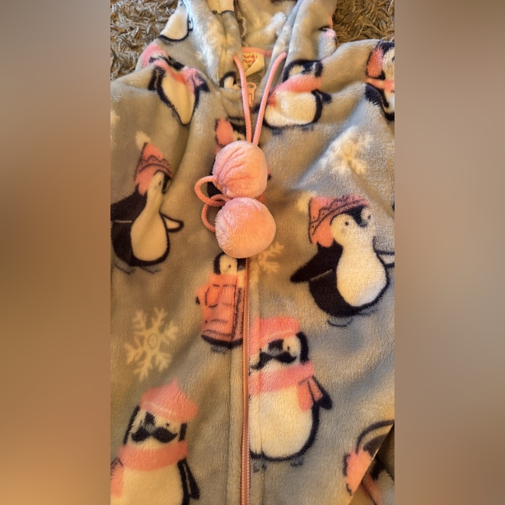munki munki Pink and Cream Fleece Onesie